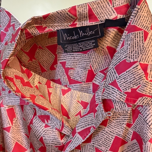 Nicole Miller Other - Nicole Miller Red and Cream Textured Blouse 100 silk made in Korea